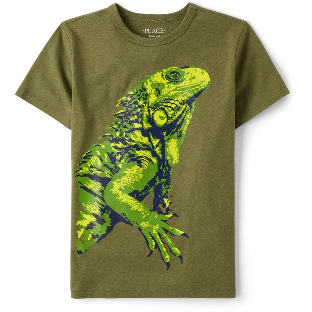 The Children's Place Boys Olive Iguana Tee, Size Small 5/6